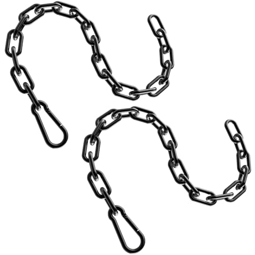 Gate Chain Lock, 23.6 Inch Chain Fence Gate Latch, Black Dia 5mm-2Pcs | Outdoor Hardware Lock Chain with Carabiner for Yards, Pet Cages, Horse Goat Dog Stall Barn and Fence Gates - color: Black Dia 5mm-2Pcs