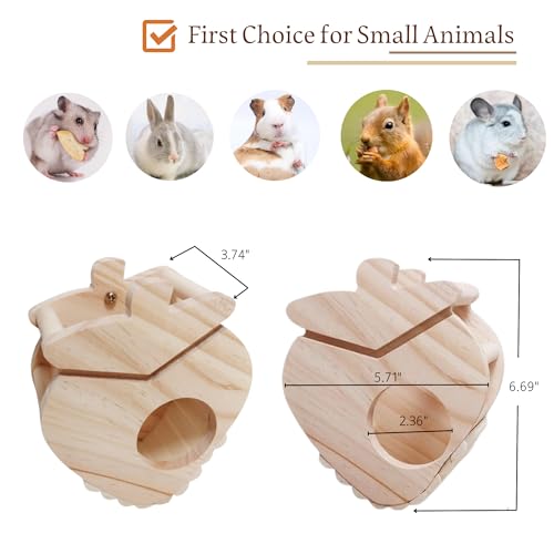 JanYoo Rabbit Hay Feeder,Natural Wooden Hay Holder for Guinea Pigs Bunny Cage Rabbit Hay Dispenser Hanging Standing-Strawberry - size: Strawberry