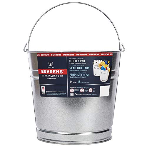 Behrens Galvanized Steel Utility Pail 14-Quart - size: 14-Quart, style: Galvanized