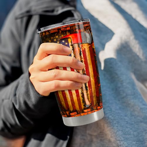 SANDJEST Firefighter Tumbler 20oz Stainless Steel Insulated Travel Mug Cup for Men Firefighters Gifts for Birthday Christmas Fathers Day - color: Firefighter