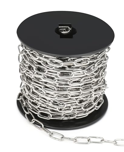 50ft Hanging Chain,304 Stainless Steel Chain, 1/16" Jack Chain, Metal Chains are Customizable for Hanging Bird Feeders/Dog Leashes/Signs & DIY Projects(1.5mm with Spool) - size: 50FT 1.5MM