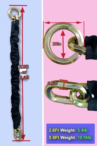 Heavy Duty Security Chain, 2-Pack 2.6ft x 1/2" Cut Proof Hardened Steel Lock Chain for Motorcycles, Trailers, Gates & Garage Anti-Theft, 12mm Maximum Security Chain with Anti-Cut Design - size: 2.6FT 2 Pack