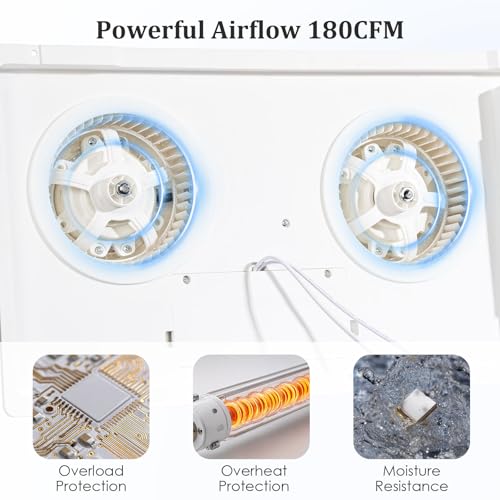 Hawkrown 4 in 1 Bathroom Exhaust Fan with Light and Heater, 1900W Bathroom Heater Fan Light Combo, 180 CFM 1.0 Sone Ceiling Fan Remote Control Heater, Ventilation for Home, Bath, Hotel (Style 2) - color: Style 2