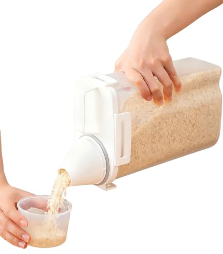 Gagee Airtight Rice Dispenser 3-5 Lb with Measuring Cup,Clear | Cereal Dry Food Flour Bin, Pet Dog Cat Food Dispenser, BPA Free Plastic Kitchen and Pantry Organization Bin for Sugar - color: 1Pcs Clear