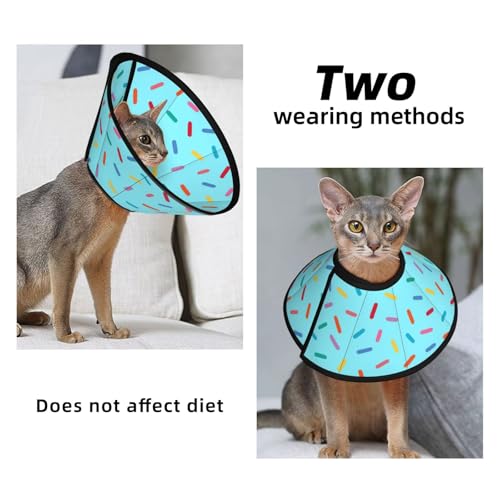 Blue Donut cat Cone Collar Adjustable Elizabethan Circle Kitten Dog Stop Licking Scratch After Surgery Protective Neck Cover - color: Blue Donut, size: Large