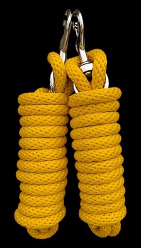 Majestic Ally Pack of 2 Solid Poly Lead Rope for Horses & Livestock – 10 Foot Long and 5/8 inch Thick - Replaceable Heavy-Duty Bolt Snap – Handmade – Soft, Broken in Feel (Yellow) - color: Yellow