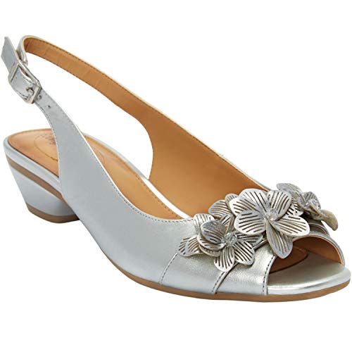 Comfortview Women's Wide Width The Rider Slingback - color: Silver, size: 8.5