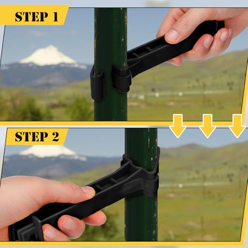 Pangda 200 Pcs 5 inch Snap Type Insulator Electric Fence T Post Insulators Extended Snug Fitting T Post Electric Fence Wire Clips for Agricultural and Ranchers (Black) - color: Black