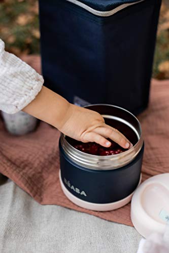 Beaba Stainless Steel Insulated Food Jar 10 oz, Kids insulated, Lunch Containers, Leakproof, Wide Opening, Suitable for Hot and Cold Foods (Midnight) - color: Midnight