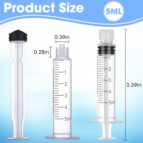 20 Pack 5ml/cc Luer Lock Syringe with Caps, Plastic Syringe without Needle for Liquid, Sterile Individually Wrapped - style: 5mL