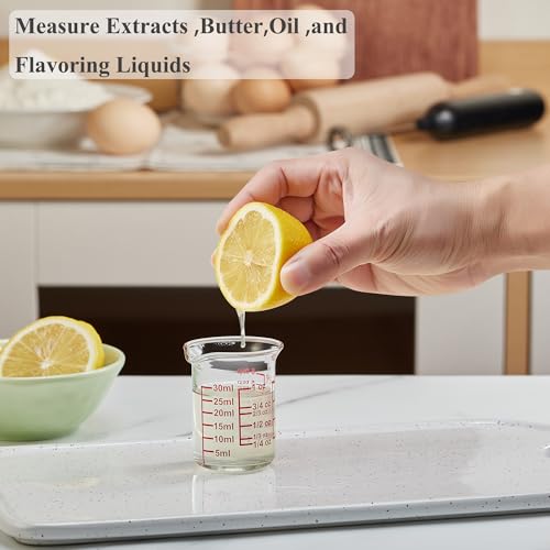 Ackers BORO3.3 Glass Measuring Cups with V-Spouts, 30 ml/1 oz, 2 Pack | Borosilicate glass with printed ml, oz, tbsp and tsp scales for cooking, baking and cocktail preparation - size: 30 ML/1 OZ(Pack of 2)