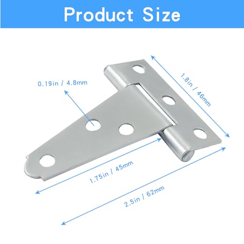 Murtenze 6Pack 2 Inch Silver T-Strap Shed Hinge | Barn Door Hinges, Heavy Duty Gate Strap Hinge, T Hinges for Barn Door, Shed or Wooden Fences - color: Silver, size: 2 Inch - 6Pack