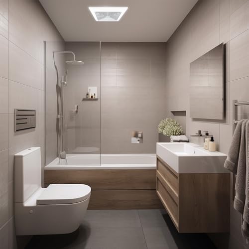 BV LED Bathroom Exhaust Fan With Light 90CFM - 0.8 Sones, Ultra Quiet, 800lm | Bathroom Vent Fan 3000K/4000K/5000K, Covers up to 80-90 Sq. Ft. | 4 Inch Duct Collar, Easy Install & Replace - size: 90 CFM w/ LED