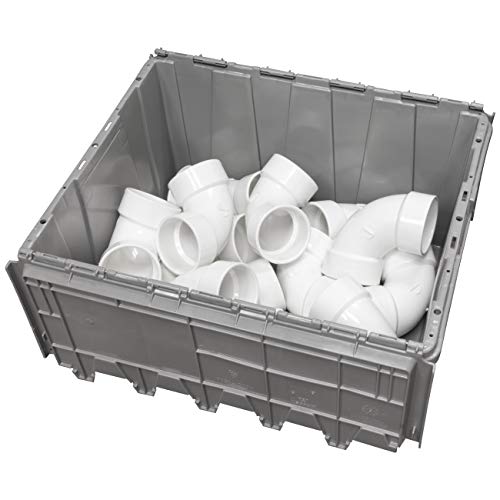 Akro-Mils 39175 Industrial Plastic Storage Tote with Hinged Attached Lid, (21.5-Inch L by 15-Inch W by 17-Inch H), Gray, (4-Pack) - size: 17.2 Gallons (4 Pack)