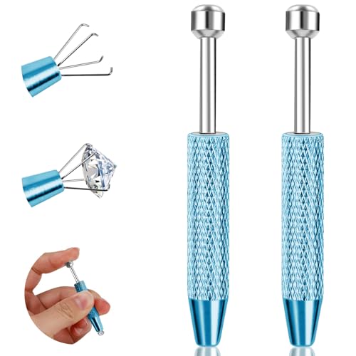 2Pcs Piercing Ball Grabber Tool for Changing Jewelry, Stianless Steel Flat Back Earring Applicator Internally Threaded Push Pin Piercing Grabber Tool - color: Blue