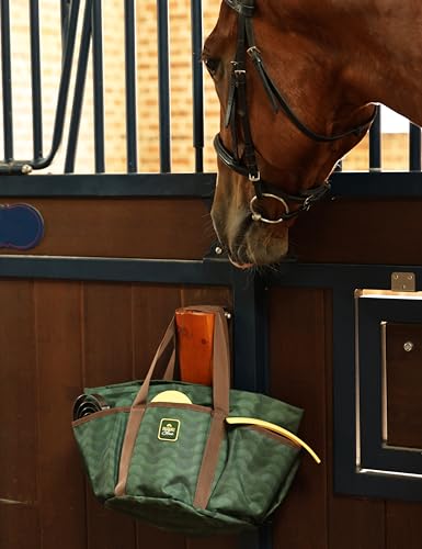 Horse Grooming Tote Bag, Waterproof Grooming Organizer with Multiple Pockets for Brushes & Tools, Stable & Show Use Green - color: Green