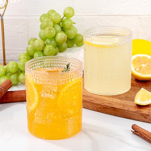 18PCS Plastic Hobnail Drinking Glasses - 14 Oz Clear Vintage Glasses Drinkware - Disposable Beaded Cups for Beer, Whiskey, Juice, Cocktail, Wine, Party (Pack of 2) - color: Clear, size: 3.93 inch*3.14 inch (Pack of 2)