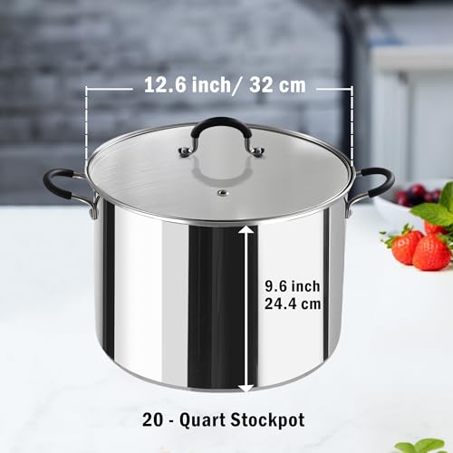 Cook N Home Stainless Steel Water Bath Canning Pot with rack and Lid, | 20 Quart Large Pots Steam Canner - Home Canning Pot for Preserving, Pickling & Jams, All Stovetops Compatible - size: 20 Quarts