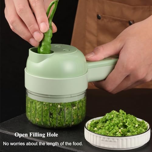 5 in 1 Electric Vegetable Chopper Set, Electric Food Processor with Egg & Cream Beater and Clean Brush, Multifunction Handheld Veggie Chopper for Salad Onion Chili Pepper Celery Meat Ginger