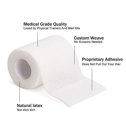 TOBWOLF 12PCS Self Adhering Bandage, 3" x5yd Cohesive Elastic Bandage Wrap | Breathable & Non-Woven Fabric, Elastic Bandage Tape, Protective Vet Wrap for Outdoor Hunting Rifle Knife Handles - size: 3" x 5yd