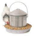 Plexon 17.6 Lb Hanging Chicken Feeder Metal Chicken Feeder with Handle no Waste Food - Stainless Steel - Turkey Duck Poultry Feeder - Heavy Duty Feeding Equipment - Grade Large - size: 17.6 LB