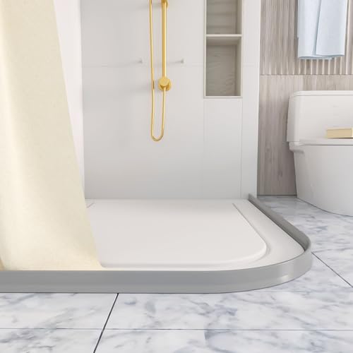 Raycity 3"H Shower Threshold Water Dam, Shower Water Guard, 67 Inch, Gray | Silicone Rubber Water Stopper for Walk in Shower, Water Barrier, Prevent Leaks, Suitable for Bathroom, Kitchen - color: Gray, style: 67 inch
