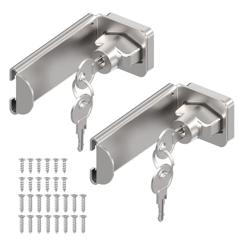 90 Degree Barn Door Locks with Key, Sliding Hasp Latch-2Pcs Silver | 3.3 Inch Thickened Heavy Duty Latch for Home Security, Inward Opening/Closet/Shed/Barn Door, Cabinet - color: Silver, size: 3.3In with Key-2PCS