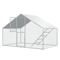 UDPATIO Large Metal Chicken Coop Walk in, Outdoor Heavy Duty Chickens Pen Run w/Cover for 10-15 Chickens - Predator Proof Poultry House | Double Feed Door UV-Resistant Cover Galvanized Outdoor Cage for Bird Duck Rabbit Hen 6-10 Silvery-metal 1PCS - size: