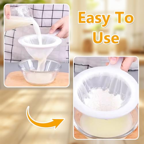 4 Pack Ultra-Fine Nylon Mesh Strainer, Kitchen Colander with Plastic Non-Slip Handle for Filtering Juice, Milk, Soy, Coffee, Honey, Wine, Yogurt (2 Pack 120 Mesh + 2 Pack 200 Mesh) - size: 120&200 Mesh-4pcs