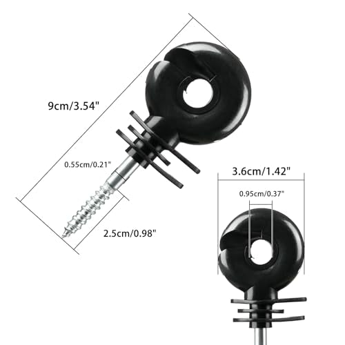 50PCS Screw-in Electric Fence Ring Insulators for Wood Posts | Heavy-Duty Steel Core · UV-Resistant · Fits Tape, Rope & Wire · Secure Hold