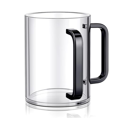 Dingion Judaica Hand Washing Cup for Netilat Yadayim,Clear, Black Handle | Clear Acrylic Judaica Hand Washing Cup Stable Dual Black Handles 5 Inch Netilat Yadayim Cup Traditional Jewish Ritual Kohanim - color: Clear, Black Handle