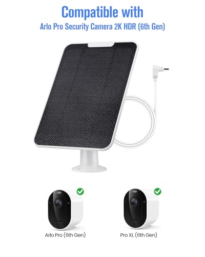 Solar Panel Charger Compatible with Arlo Pro 6/6 XL, 6V 5W Solar Panel for Arlo Pro Security Camera 2K HDR (6th Gen, 2025 Release), IP65 Weatherproof, USB-C Plug, 9.8ft Cable Secure Wall Mount, 2 Pack - size: for Arlo Pro 6-2 Pack