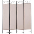 4 Panel Room Divider 6FT Steel Frame Screen Folding Privacy Divider Freestanding Partition for Home Office Bedroom (Tan) - color: Tan