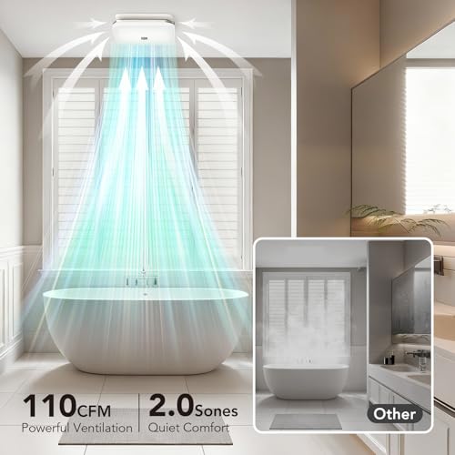 OREiN Matter Smart Bathroom Fan with Light, 110 CFM, Tunable White & RGB | Alexa/Google/Apple Home Compatible, App/Voice/Remote Control, Dimmable, 24-Zone DIY RGB, No Speaker, No-Attic Install - color: Multicolor