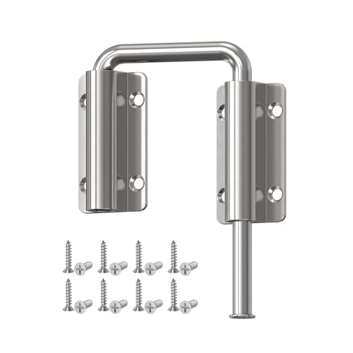 Upgraded Sliding Door Loop Lock, Gate Latches, Silver | 90/180 Degree Patio-Security U-Bolt Latch Lock for Barn Door, Closet, Fence, Window, Multi-Angle, Aluminum Alloy - color: Silver-1PC