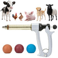 25ml Semi-Auto Repeating Livestock Syringe Gun, 5 Dose Settings | Ergonomic Grip, Clear Barrel & Luer Lock, Vet Injector for Cattle, Horses, Goats, Sheep & Pigs - color: Silver Gray25ML-B