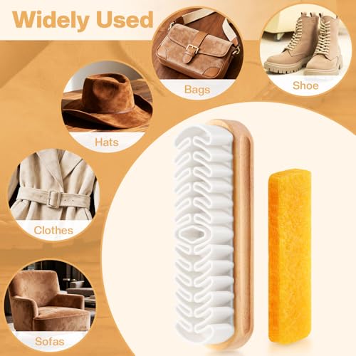 2 Pcs Suede Shoe Brush Nubuck Leather Cleaner Shoes Shine Dauber Crepe Applicators Set with Cleaning Eraser(Brush with Eraser) - style: Brush with Eraser