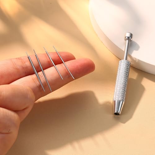 GEMQUEEN Piercing Ball Grabber Tool, 14-20G Taper for Changing Jewelry | Surgical Steel Flat Back Earrings Threader Tool Insertion Pin, Body Piercing Kit for Ear Rook Conch Nose Lip Jewelry Removal - style: Straight Threadless(14G 16G 18G 20G)+Ball Grabbe