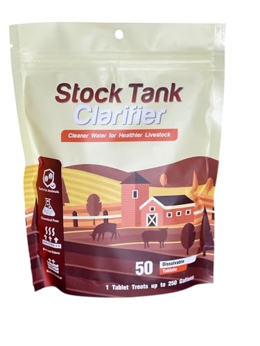 Stock Tank Clarifier - Improves Livestock Water by reducing buildup and Creating Healthier Water troughs. Safe for Horses, Cattle, Sheep, Goats & Chickens. (Tablet, 25, Count)