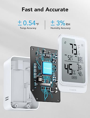 GoveeLife Bluetooth Hygrometer Thermometer H5104, LCD Digital White 2-Pack | Indoor temperature monitor with APP alert & 2-yr data storage export, humidity meter for greenhouse/wine cellar/bedroom - color: White, size: 2Pack