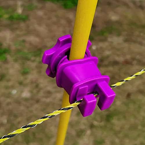25-Pack Screw-Tight Electric Fence Round Post Insulator, Purple | Wire Holding ·Two-Piece Design · Fits Round Posts · For Wire & Polywire - color: Purple
