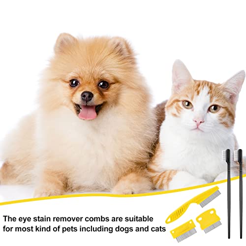 5 Pieces Dog Eye Combs Tear Stain Remover Combs Pet Grooming Comb for Small Dogs Gently Removing Eye Mucus and Crust (Yellow, Black) - color: Black,Yellow