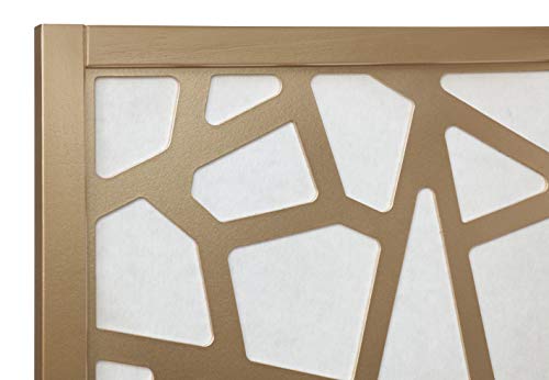 Roundhill Furniture Giyano 4 Panel Screen Room Divider, White Screen with Gold Frame - color: White Screen/Gold Frame