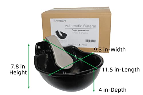 Automatic Livestock Water Bowl, Cast Iron Push Paddle Waterer for Cattle, Horse, Goat & Pig, Heavy Duty Outdoor Metal Automatic Drinking Bowl, 0.55 Gal