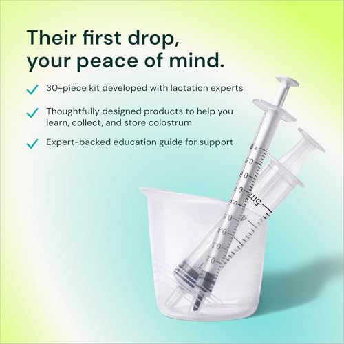 Willow - Colostrum Collection Kit - Colostrum Collector - 20 Syringes | Collection cup, labels & storage case, colostrum collection, breastfeeding essentials, hospital bag essentials