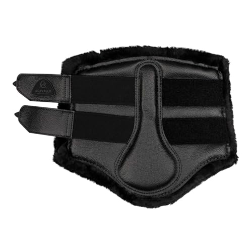 Acavallo Front Brushing Boots Eco-Leather & Faux Sheepskin, Large Size, Black