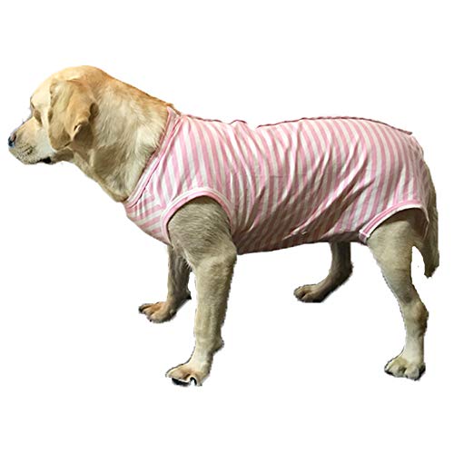 Dog’s Recovery Suit Post Surgery Shirt for Female Male Dog, E-Collar Alternative Wound Protective Clothes (Pink White Stripe-XL) - color: pink white stripe, size: xl