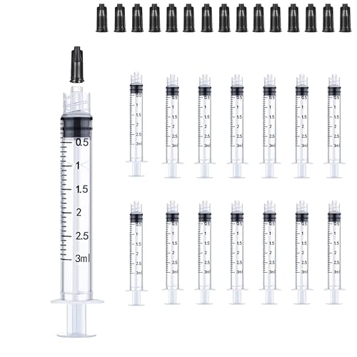 15 Pack 3 ml Syringe for Liquid Without Needle,Luer Lock Syringes with Cap, Individually Wrapped,Measurement for Scientific Labs,Measuring Liquids,Pet Feeding,Oil or Glue Applicator (B 15 Pack 3ml) Luer Lock - size: B 15 Pack 3ml
