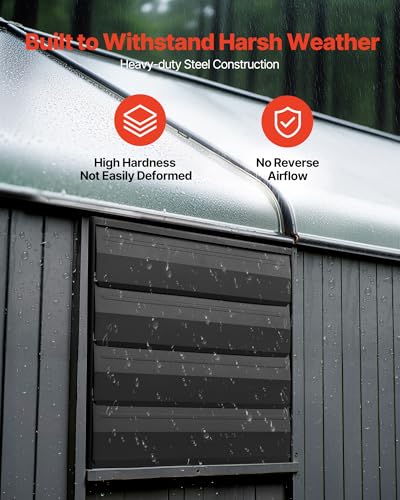 VEVOR 16 inch Exhaust Fan, Wall Mounted Attic Fan with Variable Speed, Temperature & Humidity Controller, 3000 CFM, Automatic Shutter - size: 16 Inch
