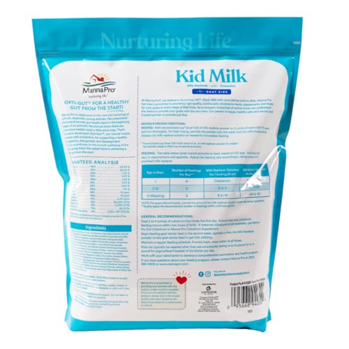 Manna Pro Goat Kid Milk Replacer with Opti-Gut, 8 lb Bag | High-Protein Milk Replacer, Opti-Gut Digestive Support, Easy-to-Mix Formula, Supports Healthy Kid Goat Growth - size: 8 Count (Pack of 1)